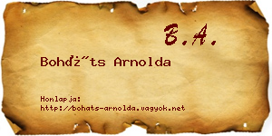 Boháts Arnolda névjegykártya